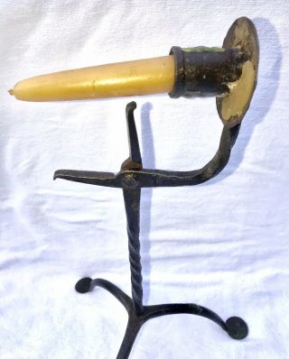 18th C FORGED IRON RUSHLIGHT RUSH LIGHT LAMP EARLY AMERICAN PRIMITIVE LIGHTING 4