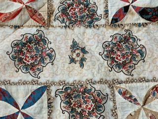 Early c 1830 - 40s PA Quilt Top Fabric Study Broderie Perse Bird Fabri 6
