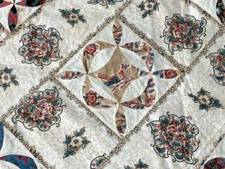 Early c 1830 - 40s PA Quilt Top Fabric Study Broderie Perse Bird Fabri 9