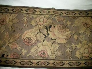 ANTIQUE FRENCH Tapestry Roses Runner Table Piano Woven Chic Paris Apt Shabby 2