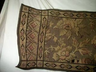 ANTIQUE FRENCH Tapestry Roses Runner Table Piano Woven Chic Paris Apt Shabby 3