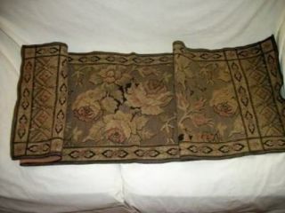 ANTIQUE FRENCH Tapestry Roses Runner Table Piano Woven Chic Paris Apt Shabby 6