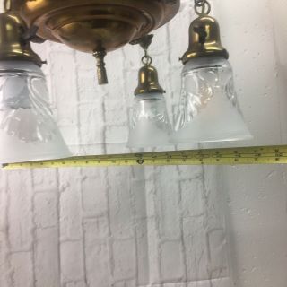 Antique Pan Chandelier 4 Arm Brass Ceiling Light Fixture 10