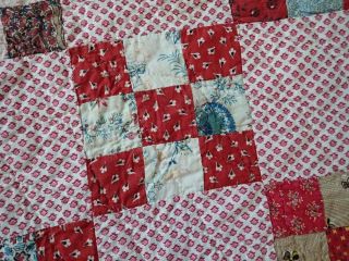 EARLY 19th c Antique PA Fabric Sampler QUILT 106x102 