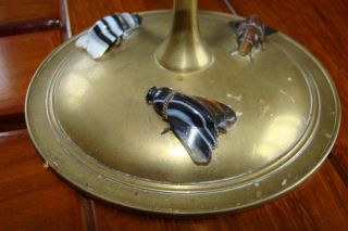 BRASS CANDLESTICKS WITH AGATE HOUSE FLIES - - SCOTTISH ARTS AND CRAFTS - - 4