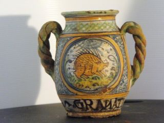 Antique Majolica Jar,  15th.  Century