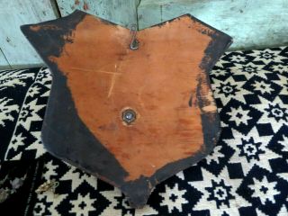 Old Primitive Cow Horn Wall Mount Coat Hat Hook Wood painted plaque Western 6