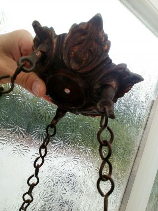 Victorian Amber Glass Outdoor Hanging Pendant Lantern Large 4