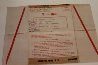 Ww2 1945 Febr 18 Us Army Letter,  Oss Regt,  Passed By Army Examiner Stamp Censor