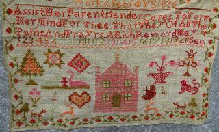 ANTIQUE EARLY 19TH C SILK THREAD EMBROIDERY SAMPLER DATED 1836 2