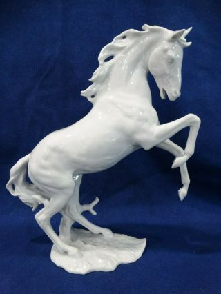 Alka Kunst Bavaria Germany White Porcelain Blanc De Chine Rearing Horse Figurine