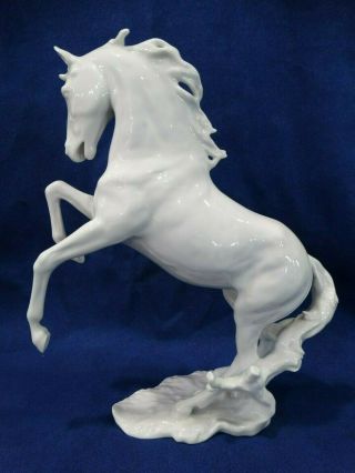 Alka Kunst Bavaria Germany White Porcelain Blanc de Chine Rearing Horse Figurine 3