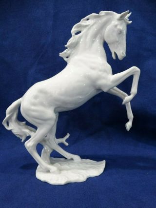 Alka Kunst Bavaria Germany White Porcelain Blanc de Chine Rearing Horse Figurine 5