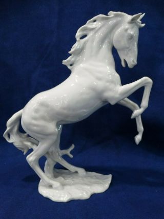 Alka Kunst Bavaria Germany White Porcelain Blanc de Chine Rearing Horse Figurine 6