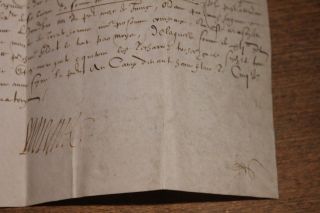 1594 medieval lord land Pass manuscript document letter parchment skin RARE 2