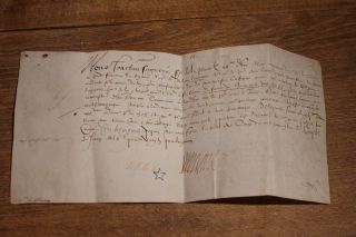 1594 medieval lord land Pass manuscript document letter parchment skin RARE 3
