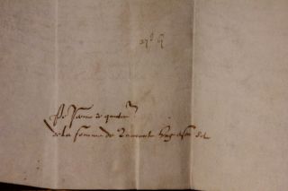 1594 medieval lord land Pass manuscript document letter parchment skin RARE 6