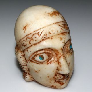 Scarce Roman Marble Male Head With Blue Stone Eye - From Statue Circa 200 - 300 Ad
