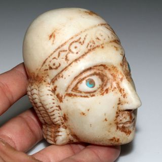 SCARCE ROMAN MARBLE MALE HEAD WITH BLUE STONE EYE - FROM STATUE CIRCA 200 - 300 AD 7