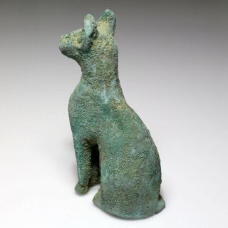 CIRCA 1000 - 500 BC EGYPTIAN BRONZE CAT GODDESS STATUE - LARGE SIZE 5