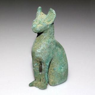 CIRCA 1000 - 500 BC EGYPTIAN BRONZE CAT GODDESS STATUE - LARGE SIZE 7
