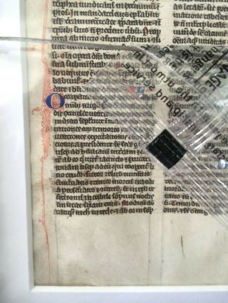 c1260 Northern France BIBLE LEAF Manuscript Page Vellum RUBRICATED Initials 10