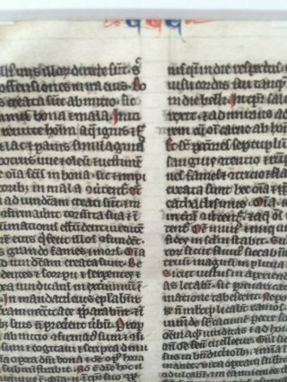 c1260 Northern France BIBLE LEAF Manuscript Page Vellum RUBRICATED Initials 11