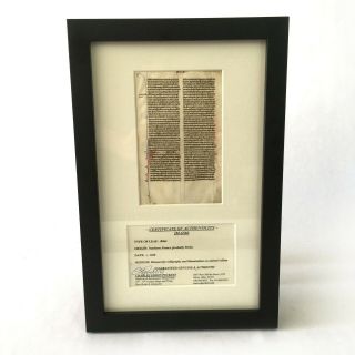 C1260 Northern France Bible Leaf Manuscript Page Vellum Rubricated Initials