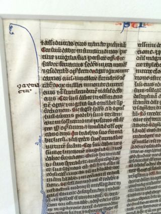 c1260 Northern France BIBLE LEAF Manuscript Page Vellum RUBRICATED Initials 4