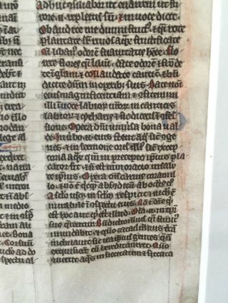 c1260 Northern France BIBLE LEAF Manuscript Page Vellum RUBRICATED Initials 6