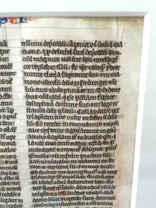 c1260 Northern France BIBLE LEAF Manuscript Page Vellum RUBRICATED Initials 7