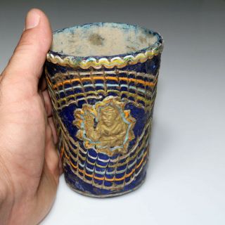 VERY RARE ROMAN ERA PHOENICIAN COLORED GLASS CUP WITH GOLD DECORATIONS CA 100 - 20 3