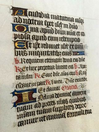 Medieval Illuminated Manuscript Ca 1300s