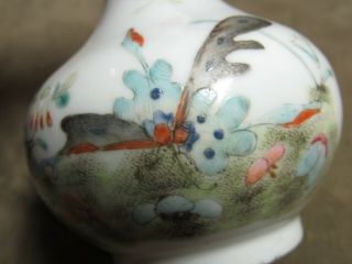 Victorian 19th Century Hand Painted Porcelain Chinese Vase Flowers Butterflies 4
