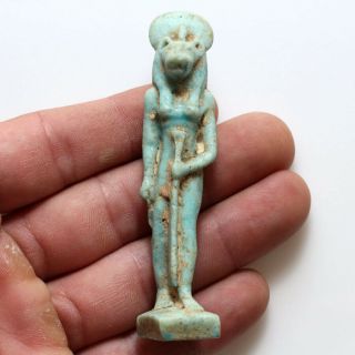 Circa 100 Bc - Ad Egyptian Faience Blue Statue Of Sekhmet