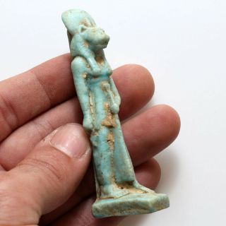 CIRCA 100 BC - AD EGYPTIAN FAIENCE BLUE STATUE OF SEKHMET 2