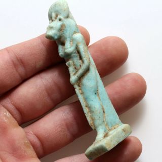 CIRCA 100 BC - AD EGYPTIAN FAIENCE BLUE STATUE OF SEKHMET 5