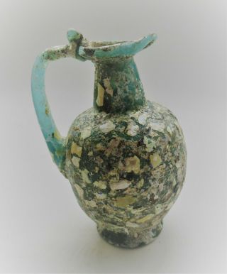 Scarce Circa 100 - 300ad Roman Era Iridescent Glass Ewer With Handle
