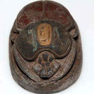 SCARCE EGYPTIAN STONE SCARAB BEAD SEAL CIRCA 1000 - 500 BC - LARGE SIZE 2