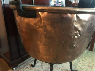 EXTRA LARGE FRENCH COPPER APPLE BUTTER CAULDRON WITH STAND 3