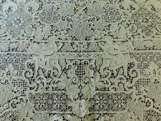 Antique Hand Made Gros Point Needlepoint Lace - Venetian - Tablecloth Htf