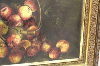 19TH FOLK ART O/C STILL LIFE PAINTING OF A FALLING BUCKET OF APPLES 7