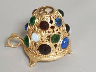 Vintage Victorian Brass Jeweled Fairy Finger Lamp Candle Holder 2