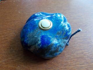 Antique Lapis Lazuli Floor or Table - Top Large Servant ' s Call Bell Button c1880 2