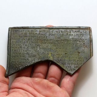 SCARCE - ROMAN MILITARY BRONZE FRAGMENT DIPLOMA CIRCA 100 - 400 AD 3