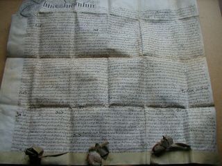 1678 Vellum Indenture & Seals.  Robert Legard of Analby,  Kingston Upon Hull 11