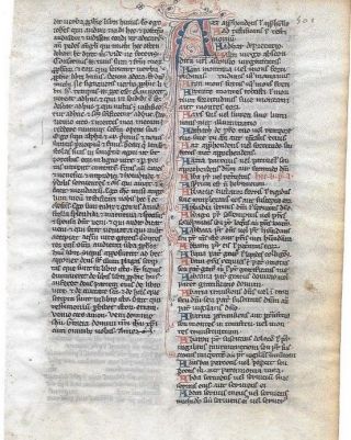 1 Leaf Rare 13th Cent.  Vellum Latin Vulgate Bible Manuscript,  Textual Variant