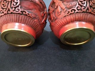 Wonderful Pair CHINESE Cinnabar Lacquer VASES Cultural Revolution 50 ' 11