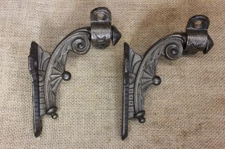 2 Hand Rail Brackets Iron Stair Railing Old Antique Vintage Spider Web