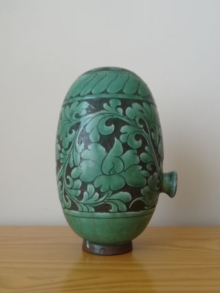 Rare Antique Korea Korean Joseon Buncheong Porcelain Wine Bottle Green